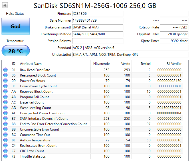 SD6SN1M-256G-1006 SanDisk X110 256GB MLC SATA 6Gbps M.2 2280