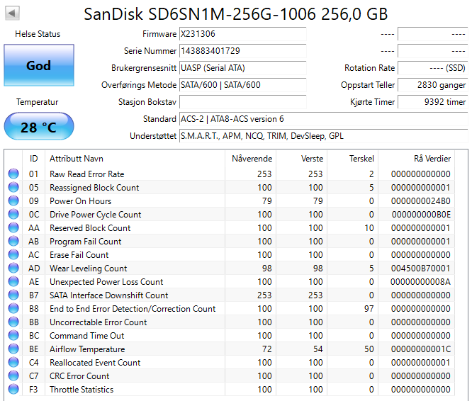 SD6SN1M-256G-1006 SanDisk X110 256GB MLC SATA 6Gbps M.2 2280 SSD