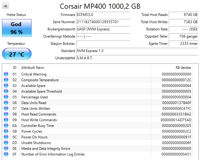 CSSD-F1000GBMP400 Corsair MP400 1TB QLC PCI Express 3.0 x4 NVMe M.2 2280
