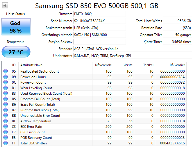 MZ7LN500 Samsung 850 EVO Series 500GB TLC SATA 6Gbps (AES-256 / TCG Opal 2.0) 2.5" SSD