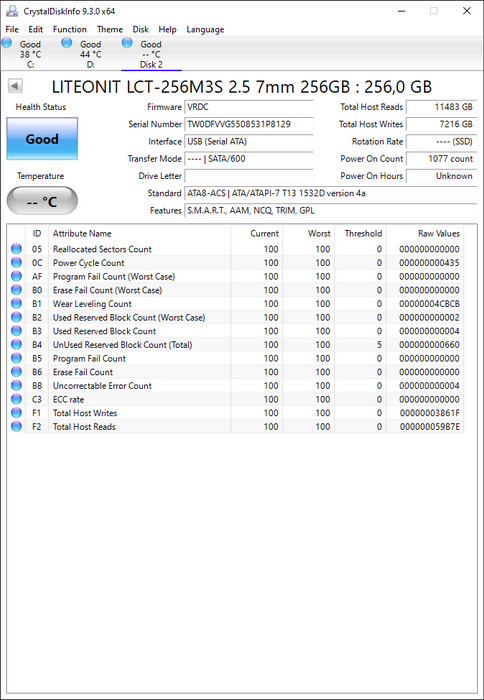 LCT-256M3S Lite On M3S Series 256GB MLC SATA 6Gbps 2.5" SSD
