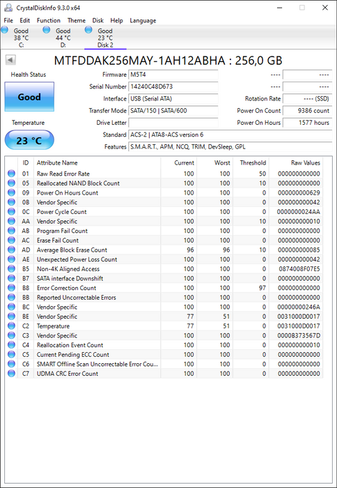 MTFDDAK256MAY-1AH12ABHA Micron M550 256GB MLC SATA 6Gbps (SED) 2.5" SSD