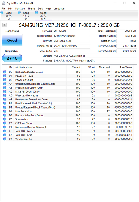 MZ7LN256HCHP-000L7 Samsung PM871 Series 256GB TLC SATA 6Gbps Mainstream Endurance (AES-256) 2.5" SSD