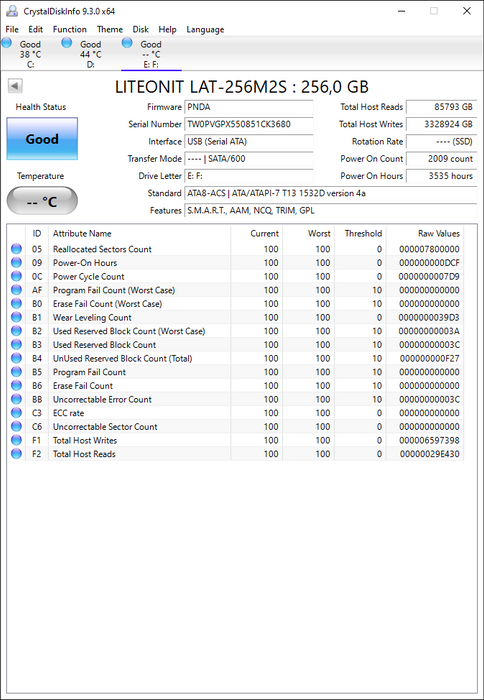 LAT-256M2S Lite On M2S Series 256GB MLC SATA 6Gbps 2.5" SSD