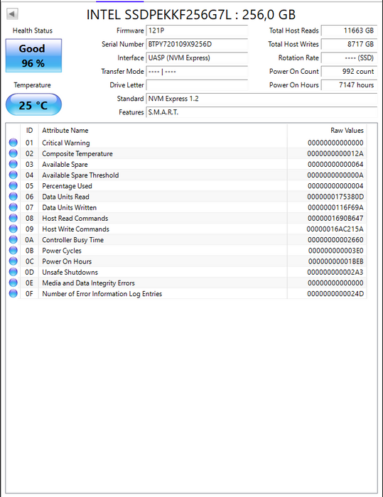 SSDPEKKF256G7L Intel Pro 6000p Series 256GB TLC PCIe 3.0 x4 NVMe (AES-256) M.2 2280 SSD