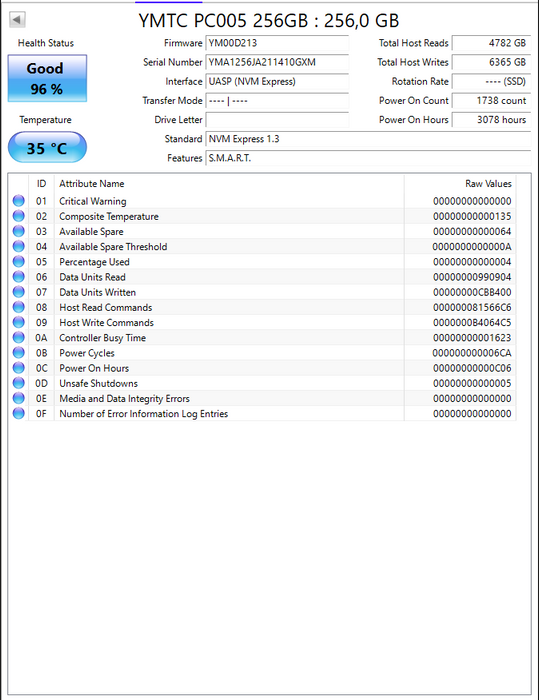 YMTC PC005-256GB 256GB M.2 2280 PCIe
