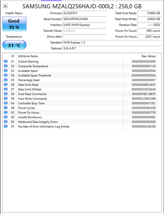 MZALQ256HAJD-000L2 Samsung PM991 256GB PCI Express NVMe 3.0 x4 M.2 2242