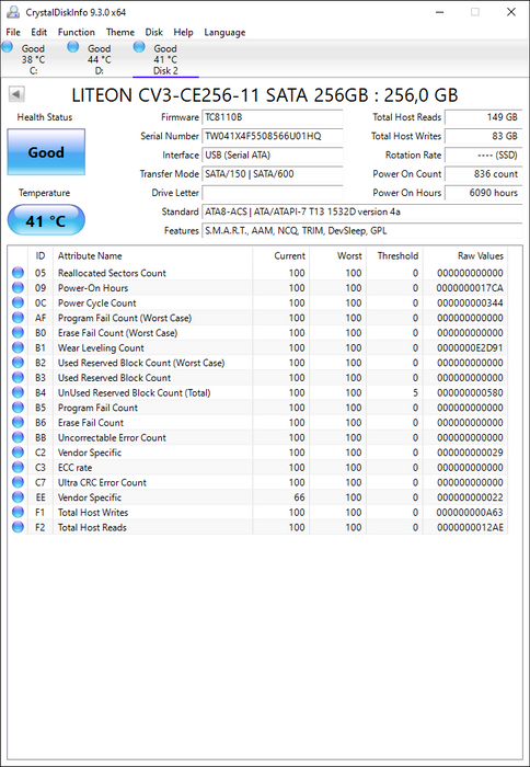 CV3-CE256-11 Lite On CV3 Series 256GB MLC SATA 6Gbps High performance 2.5" SSD