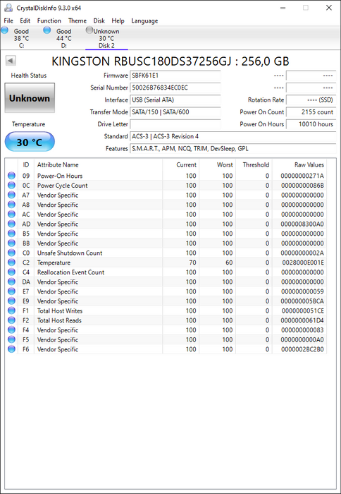 RBU-SC180DS37/256GJ Kingston 256GB SATA 6Gbps 2.5" SSD