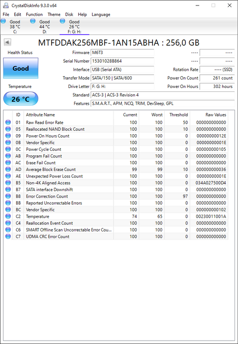 MTFDDAK256MBF-1AN15ABHA Micron M600 256GB MLC SATA 6Gbps 2.5" SSD
