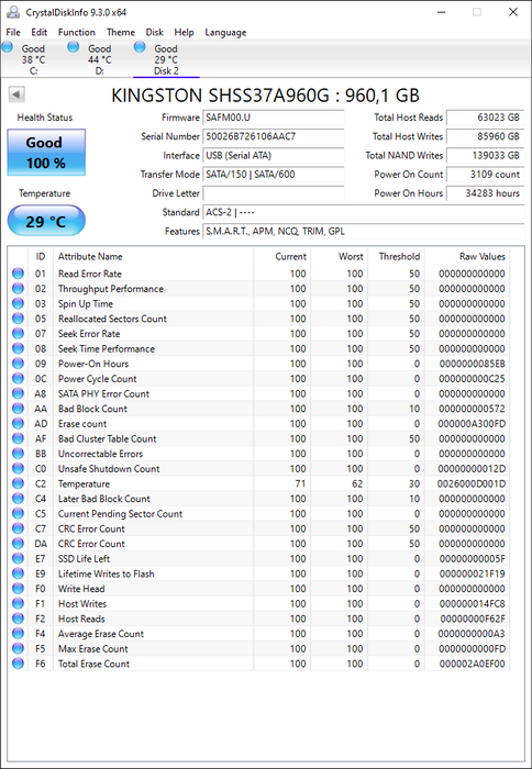 SHSS37A/960G Kingston HyperX Savage Series 960GB MLC SATA 6Gbps 2.5" SSD