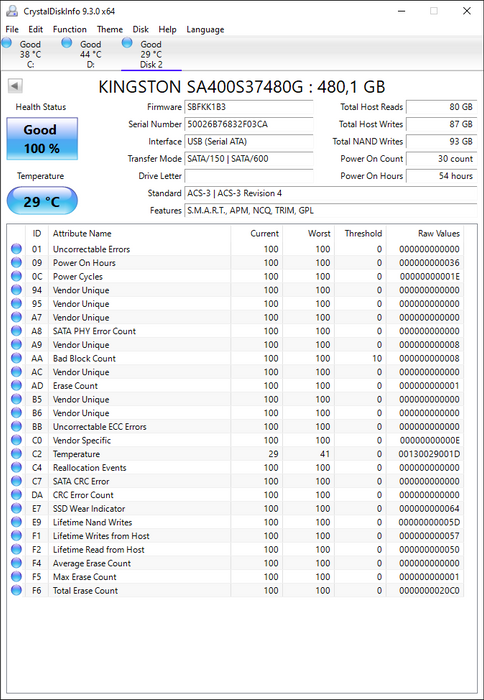 SA400S37/480G Kingston A400 Series 480GB TLC SATA 6Gbps 2.5" SSD