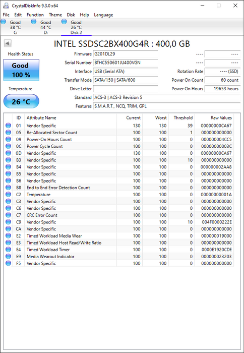 SSDSC2BX400G4R Intel DC S3610 Series 400GB MLC SATA 6Gbps High Endurance (AES-256 / PLP) 2.5" SSD