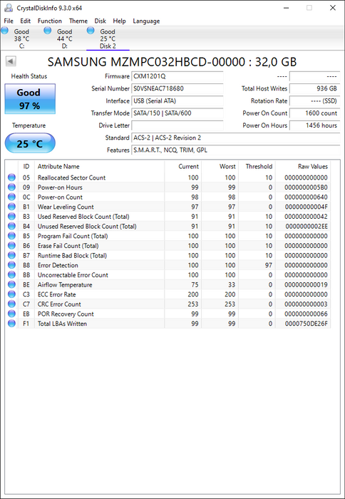 MZMPC032HBCD-00000 Samsung PM830 Series 32GB MLC SATA 6Gbps mSATA