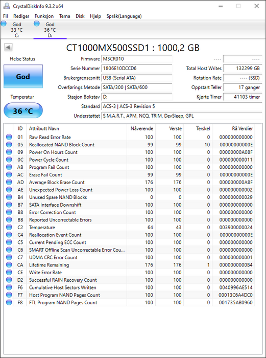 CT1000MX500SSD1 Crucial MX500 Series 1TB TLC SATA 6Gbps (AES-256 / TCG Opal 2.0) 2.5" SSD