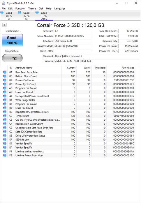 CSSD-F120GB3-BK Corsair Force 3 Series 120GB MLC SATA 6Gbps 2.5" SSD