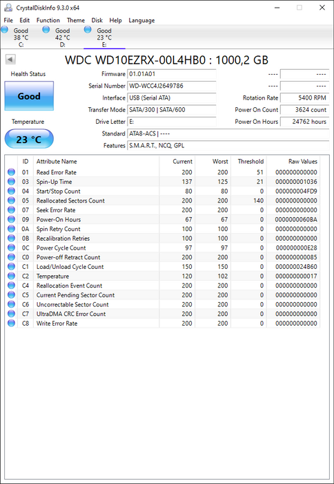 WD10EZRX-00L4HB0 Western Digital Green 1TB 5400RPM SATA 6Gbps 64MB Cache 3.5" HDD