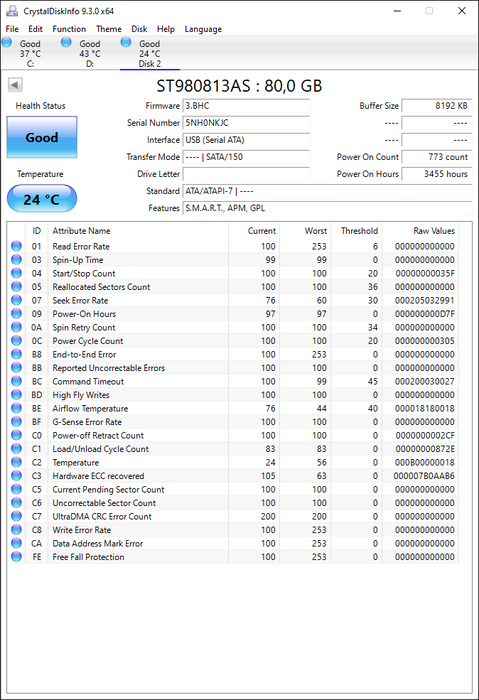 ST980813AS Seagate Momentus 7200.2 80GB 7200RPM SATA 3Gbps 8MB Cache 2.5" HDD