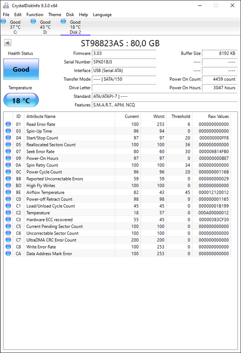 ST98823AS Seagate Momentus 5400.2 80GB 5400RPM SATA 1.5Gbps 8MB Cache 2.5" HDD