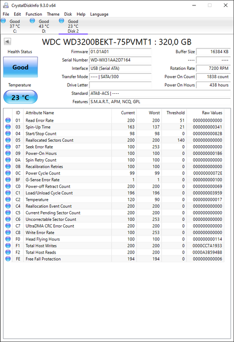 WD3200BEKT-75PVMT1 Western Digital Scorpio Black 320GB 7200RPM SATA 3Gbps 16MB Cache 2.5" HDD