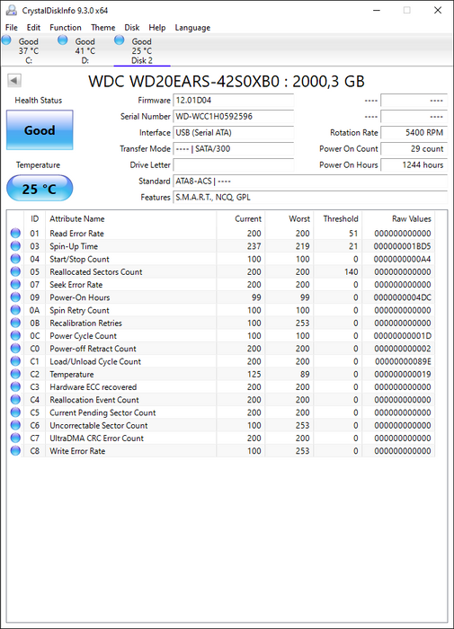 WD20EARS-42S0XB0 Western Digital Caviar Green 2TB 5400RPM SATA 3Gbps 64MB Cache 3.5" HDD