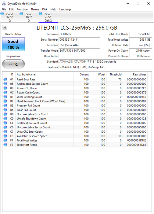 LCS-256M6S Lite On M6S Series 256GB MLC SATA 6Gbps 2.5" SSD