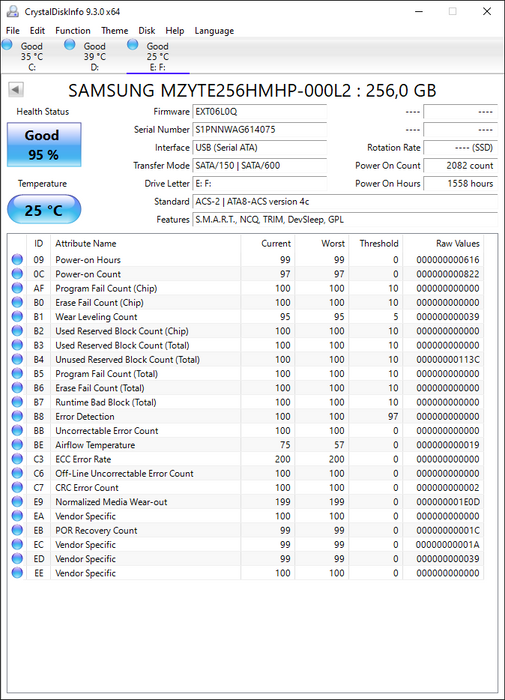 MZYTE256HMHP-000L2 Samsung PM851 Series 256GB TLC SATA 6Gbps (AES-256) 2.5" SSD