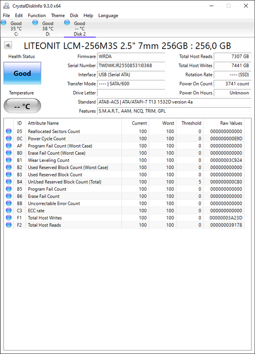 LCM-256M3S Lite On M3S Series 256GB MLC SATA 6Gbps 2.5" SSD