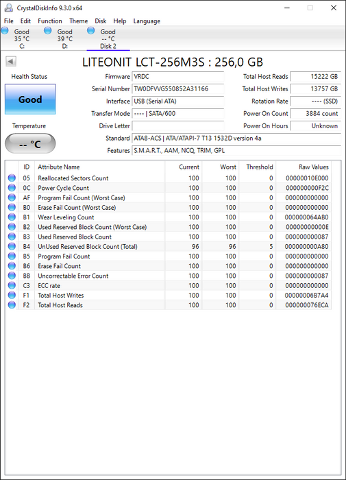 LCT-256M3S Lite On M3S Series 256GB MLC SATA 6Gbps 2.5" SSD