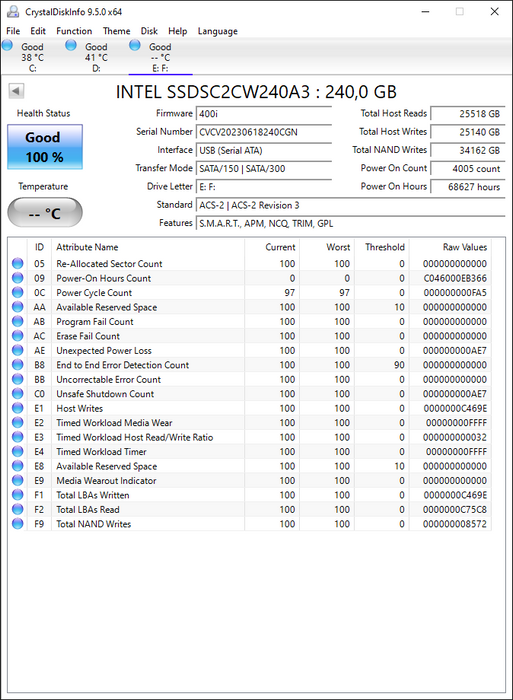SSDSC2W240A3 Intel 520 Series 240GB MLC SATA 6Gbps 2.5" SSD
