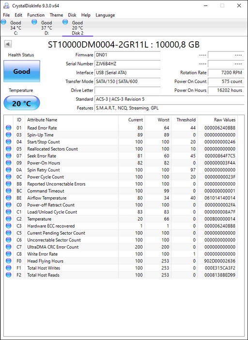 ST10000DM0004-2GR11L Seagate BarraCuda Pro 10TB 7200RPM SATA 6Gbps 256MB Cache (512e) 3.5" HDD