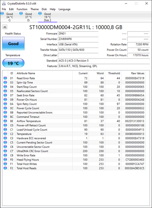 ST10000DM0004-2GR11L Seagate BarraCuda Pro 10TB 7200RPM SATA 6Gbps 256MB Cache (512e) 3.5" HDD