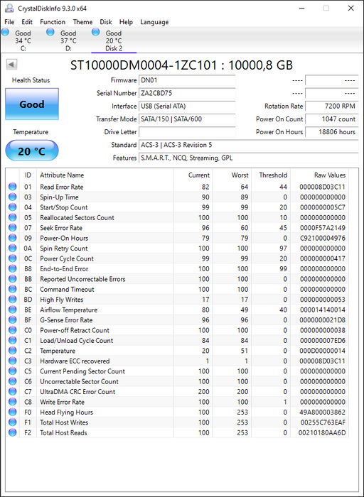 ST10000DM0004-1ZC101 Seagate BarraCuda Pro 10TB 7200RPM SATA 6Gbps 256MB Cache (512e) 3.5" HDD