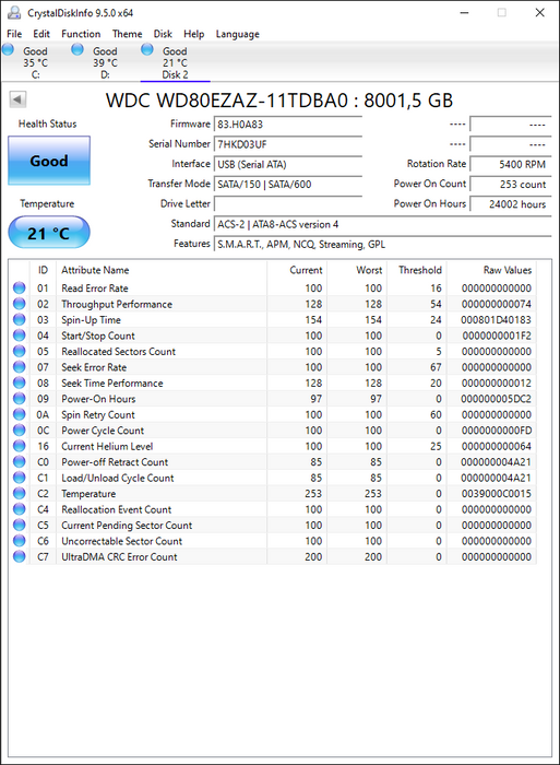 WD80EZAZ-11TDBA0 Western Digital 8TB 5400RPM SATA 6Gbps 256MB Cache 3.5" HDD