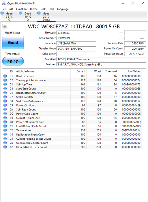 WD80EZAZ-11TDBA0 Western Digital 8TB 5400RPM SATA 6Gbps 256MB Cache 3.5" HDD