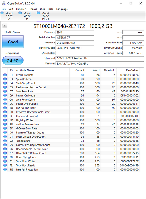 ST1000LM048 Seagate Barracuda 1TB 5400RPM SATA 6Gbps 128MB Cache (512e) 2.5" HDD