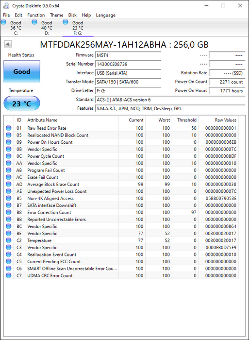 MTFDDAK256MAY-1AH12ABHA Micron M550 256GB MLC SATA 6Gbps (SED) 2.5" SSD