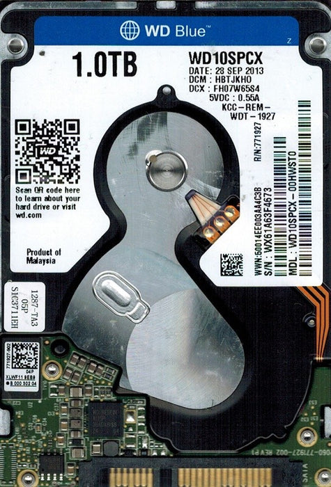 WD10SPCX-08S8TT0 Western Digital Blue 1TB 5400RPM SATA 6Gbps 16MB Cache 2.5" HDD