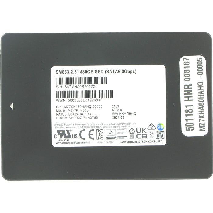 MZ7KH480HAHQ-00005 Samsung SM883 Series 480GB MLC SATA 6Gbps 2.5" SSD