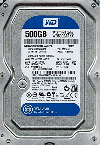 WD5000AAKX-08U6AA0 Western Digital Caviar Blue 500GB 7200RPM SATA 6Gbps 16MB Cache 3.5" HDD