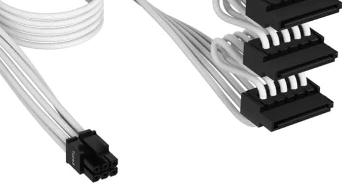 Type 3 - Flat White Ribbon Cable SATA 15-pin with 3 connectors