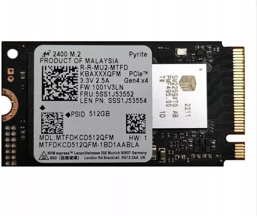 MTFDKCD512QFM-1BD1AABLA Micron 512GB PCIe 3.0 NVMe M.2 2242 SSD