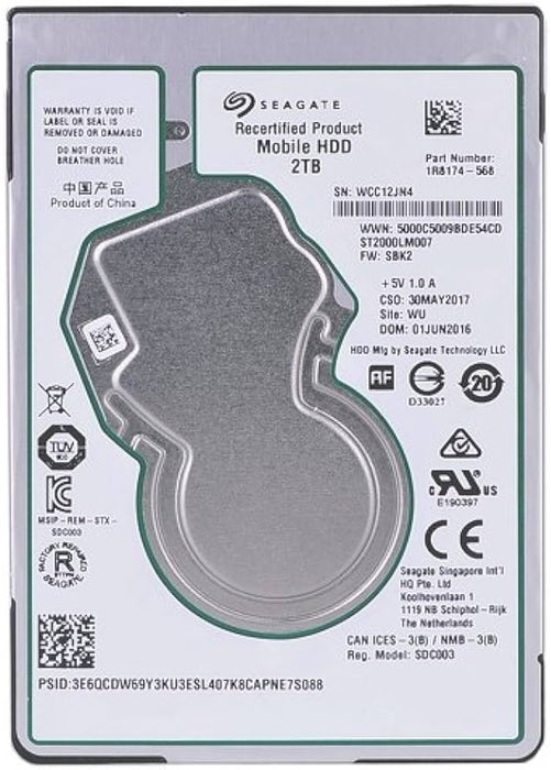 ST2000LM007 Seagate Mobile HDD 2TB 5400RPM SATA 6Gbps 128MB Cache 2.5" HDD (DEFEKT)