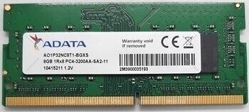 AO1P32NC8T1-BGXS ADATA 8GB PC4-25600 DDR4-3200MHz non-ECC Unbuffered CL22 260-Pin