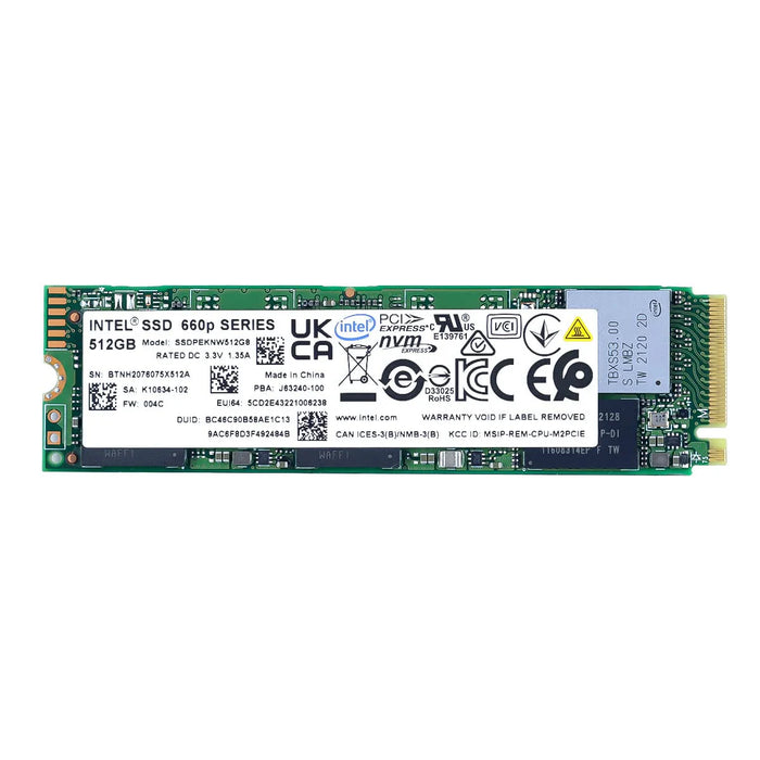 SSDPEKNW512G8 Intel 660p Series 512GB QLC PCIe 3.0 x4 NVMe (AES 256-Bits) M.2 2280 SSD