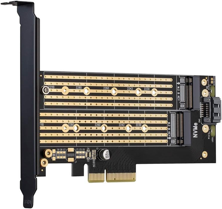 Dual M.2 PCIE Adapter for SATA eller PCIE NVMe SSD