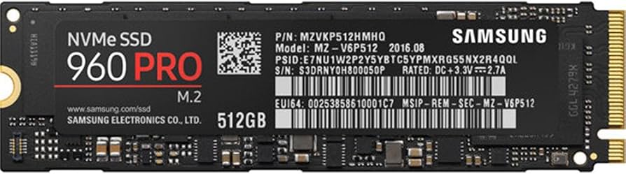 MZVKP512HMHQ Samsung 960 PRO 512GB MLC PCIe 3.0 x4 NVMe M.2 2280 SSD