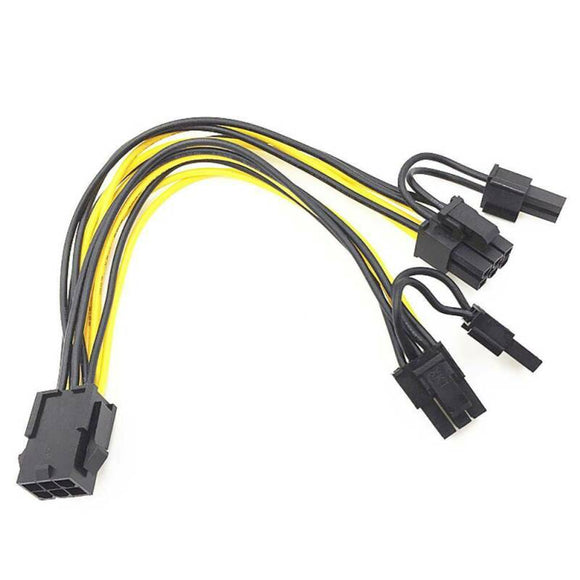 GPU VGA PCIe 6-Pin Female to Dual 8-Pin (6+2) Male PCI Express Adapter Splitter