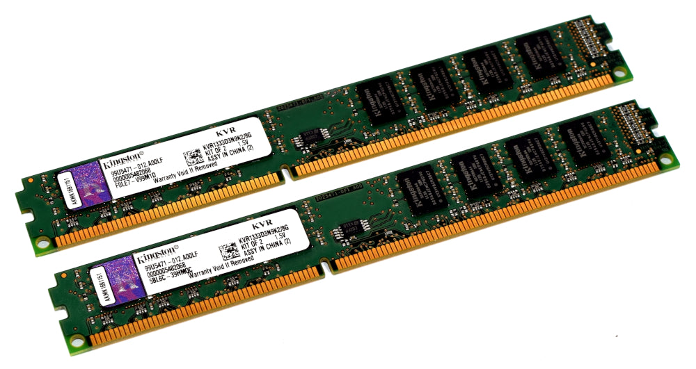KVR1333D3N9K2/8G LP Kingston 8GB Kit (2 X 4GB) PC3-10600 DDR3-1333MHz non-ECC Unbuffered CL9 240-Pin