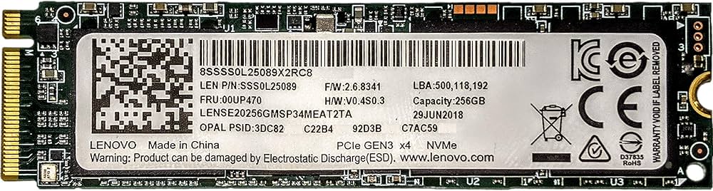 LENSE20256GMSP34MEAT2TA Lenovo 256GB PCI Express 3.0 NVMe M.2 2280 SSD